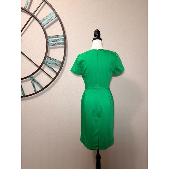 J. Crew Dress 2 NWOT Green Short Sleeve Lined Sheath - Picture 3 of 6